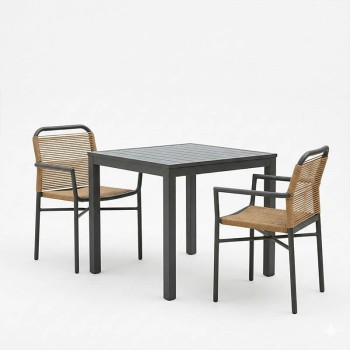 Τραπεζαρία Kliton-Clutch σετ 3τεμ pakoworld αλουμίνιο σε ανθρακί απόχρωση 80x80x74εκ