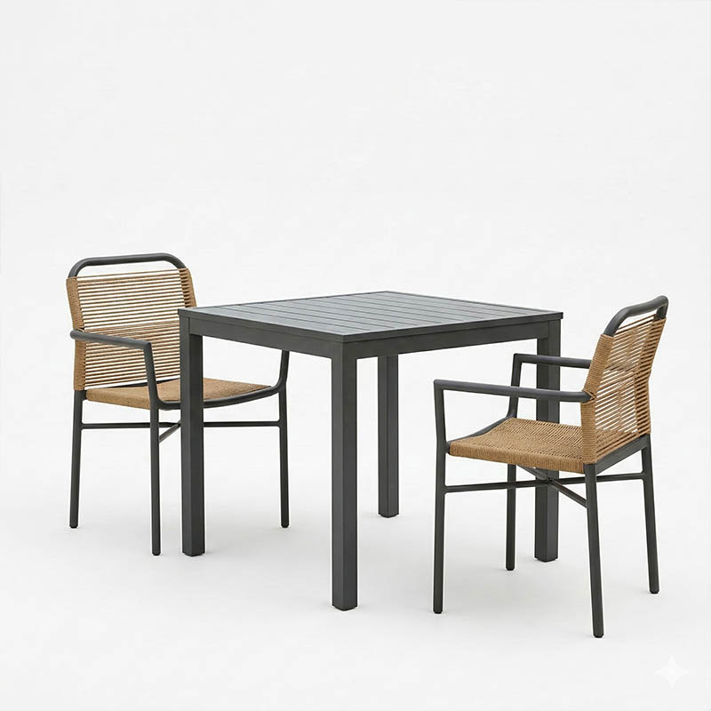 Τραπεζαρία Kliton-Clutch σετ 3τεμ pakoworld αλουμίνιο σε ανθρακί απόχρωση 80x80x74εκ