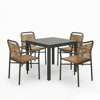 Τραπεζαρία Kliton-Clutch σετ 5τεμ pakoworld αλουμίνιο σε ανθρακί απόχρωση 80x80x74εκ