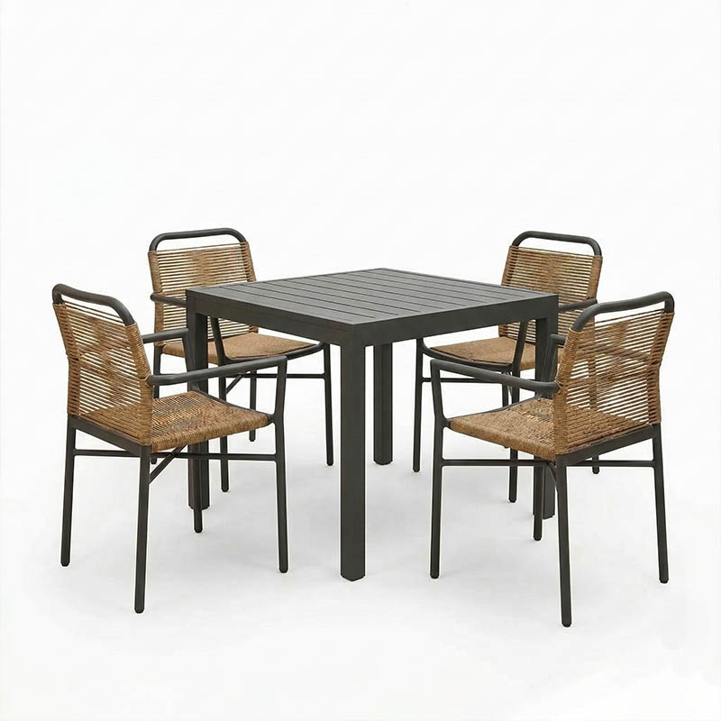 Τραπεζαρία Kliton-Clutch σετ 5τεμ pakoworld αλουμίνιο σε ανθρακί απόχρωση 80x80x74εκ