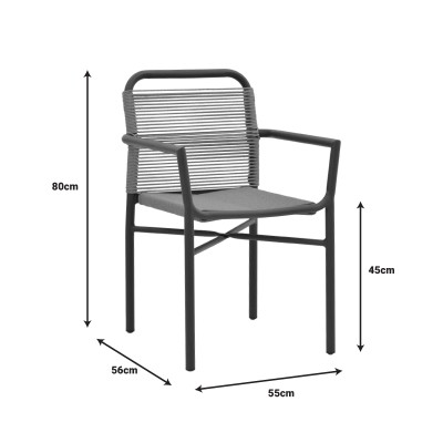 Τραπεζαρία Kliton-Clutch σετ 5τεμ pakoworld αλουμίνιο σε ανθρακί απόχρωση 80x80x74εκ