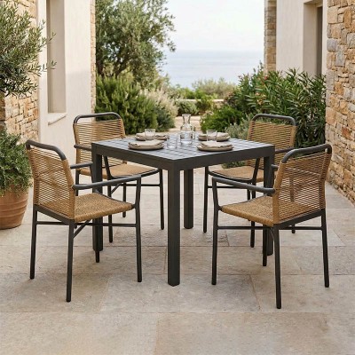 Τραπεζαρία Kliton-Clutch σετ 5τεμ pakoworld αλουμίνιο σε ανθρακί απόχρωση 80x80x74εκ