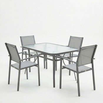 Τραπεζαρία Ensure-Confidence σετ 5τεμ pakoworld μέταλλο σε ανθρακί απόχρωση120x70x70εκ