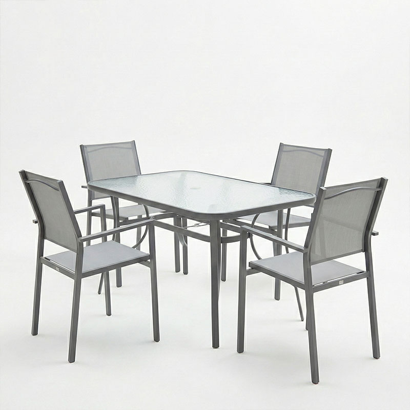 Τραπεζαρία Ensure-Confidence σετ 5τεμ pakoworld μέταλλο σε ανθρακί απόχρωση120x70x70εκ