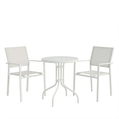 Τραπεζαρία Valor-Confidence B σετ 3τεμ pakoworld μέταλλο σε λευκή απόχρωση Φ60x70εκ