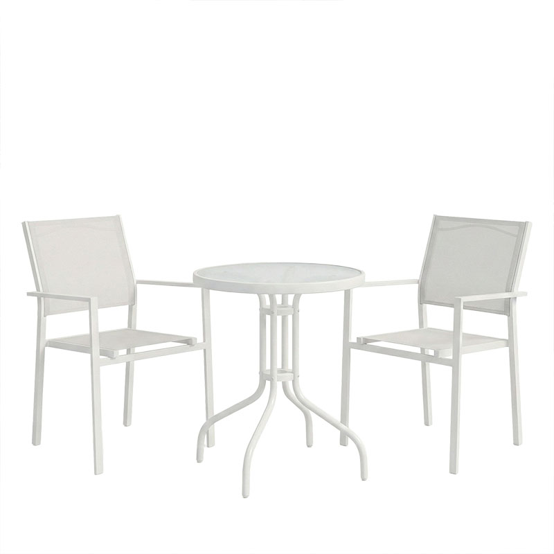 Τραπεζαρία Valor-Confidence B σετ 3τεμ pakoworld μέταλλο σε λευκή απόχρωση Φ60x70εκ