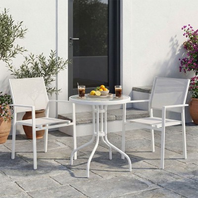 Τραπεζαρία Valor-Confidence B σετ 3τεμ pakoworld μέταλλο σε λευκή απόχρωση Φ60x70εκ