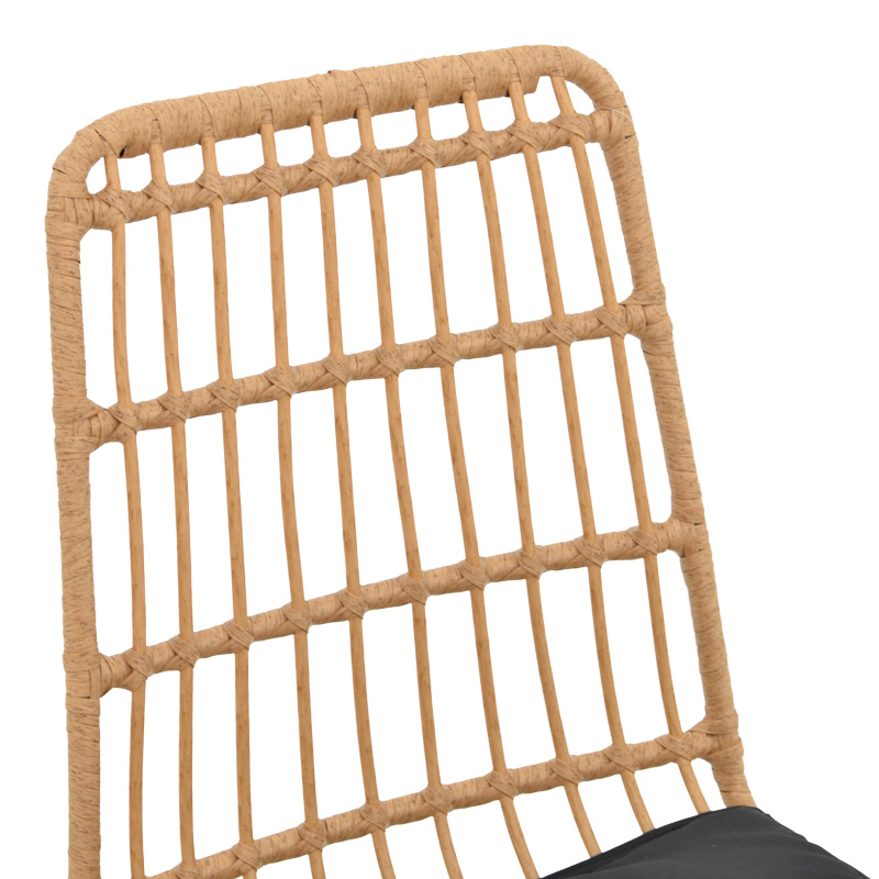 Τραπεζαρία Naoki U σετ 3τεμ pakoworld rattan pe σε φυσική απόχρωση και μαύρο μέταλλο 80x80x78εκ