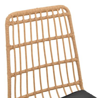 Τραπεζαρία Naoki U σετ 5τεμ pakoworld rattan pe σε φυσική απόχρωση και μαύρο μέταλλο 80x80x78εκ