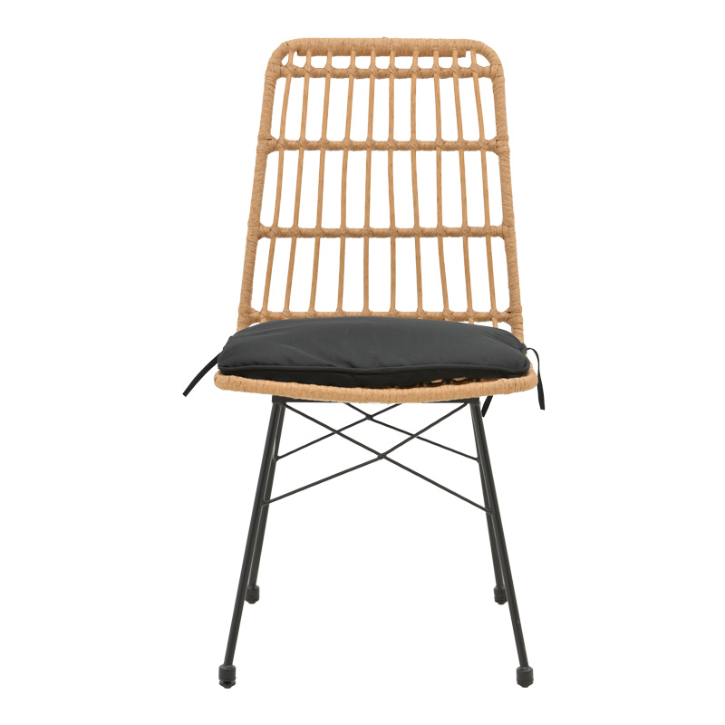 Τραπεζαρία Naoki U σετ 7τεμ pakoworld rattan pe σε φυσική απόχρωση και μαύρο μέταλλο 160x90x78εκ