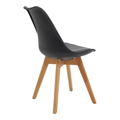 Τραπεζαρία Manka Ι -Gaston pakoworld σετ 3τεμ σε sonoma truffle-μαύρη απόχρωση 80x80x77εκ