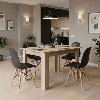 Τραπεζαρία Manka-Julita pakoworld σετ 5τεμ σε sonoma-μαύρη απόχρωση 110x80x77εκ