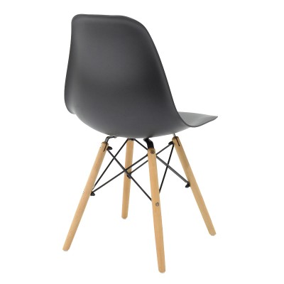 Τραπεζαρία Manka-Julita pakoworld σετ 5τεμ σε sonoma truffle-μαύρη απόχρωση 110x80x77εκ