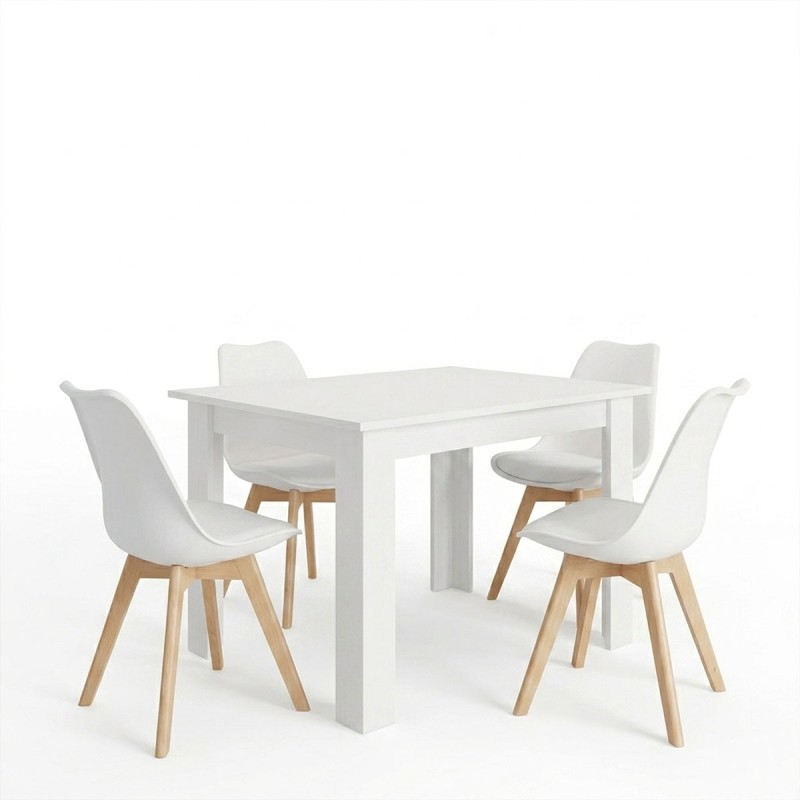 Τραπεζαρία Manka-Gaston pakoworld σετ 5τεμ σε λευκή απόχρωση 110x80x77εκ