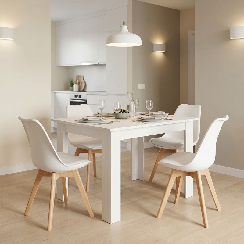 Τραπεζαρία Manka-Gaston pakoworld σετ 5τεμ σε λευκή απόχρωση 110x80x77εκ