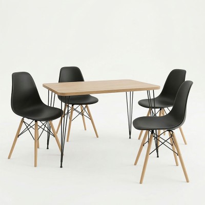 Τραπεζαρία με Καρέκλες Julita μαύρο και Τραπέζι Polkan oak 120x60x73εκ Σετ 5τεμ