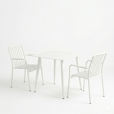 Τραπεζαρία Heven Vista pakoworld σετ 3τεμ λευκό αλουμίνιο 80x80x72εκ