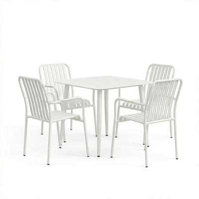 Τραπεζαρία Heven Vista pakoworld σετ 5τεμ λευκό αλουμίνιο 80x80x72εκ