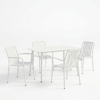 Τραπεζαρία Heven Vista pakoworld σετ 5τεμ λευκό αλουμίνιο 120x70x72εκ