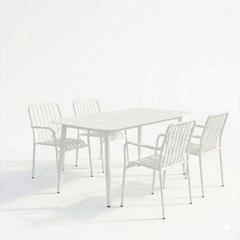 Τραπεζαρία Heven Vista pakoworld σετ 5τεμ λευκό αλουμίνιο 150x80x72εκ