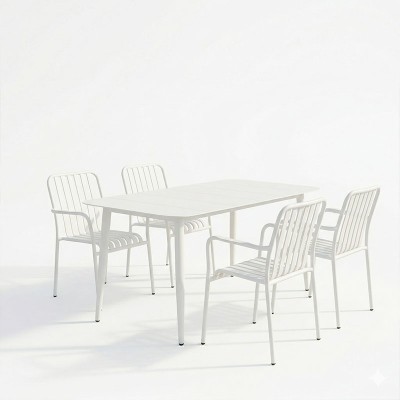 Τραπεζαρία Heven Vista pakoworld σετ 5τεμ λευκό αλουμίνιο 150x80x72εκ