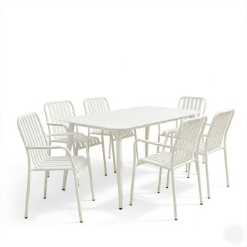 Τραπεζαρία Heven Vista pakoworld σετ 7τεμ λευκό αλουμίνιο 150x80x72εκ