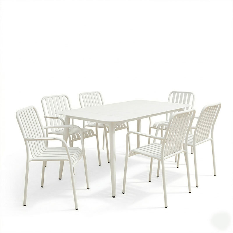 Τραπεζαρία Heven Vista pakoworld σετ 7τεμ λευκό αλουμίνιο 150x80x72εκ