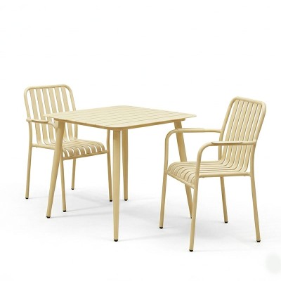 Τραπεζαρία Heven Vista pakoworld σετ 3τεμ σαμπανί αλουμίνιο 80x80x72εκ