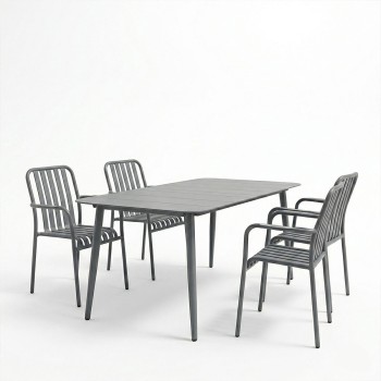 Τραπεζαρία Heven Vista pakoworld σετ 5τεμ ανθρακί αλουμίνιο 150x80x72εκ