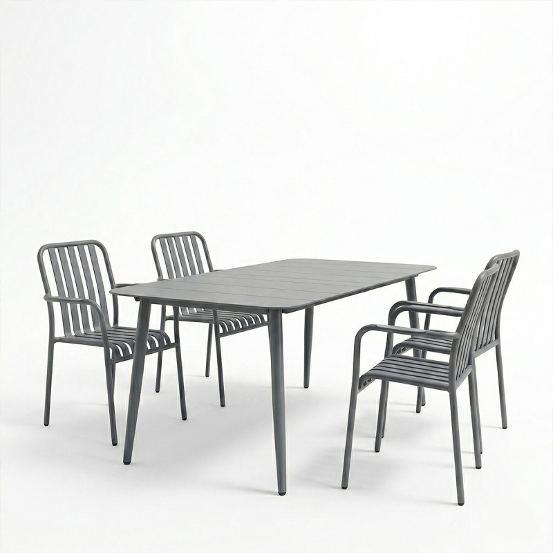 Τραπεζαρία Heven Vista pakoworld σετ 5τεμ ανθρακί αλουμίνιο 150x80x72εκ