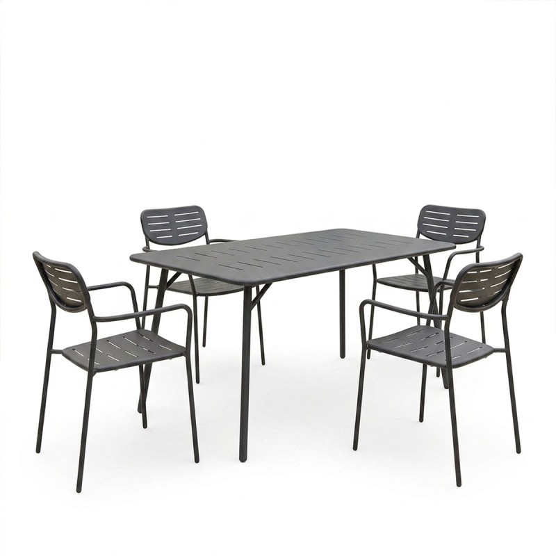 Τραπεζαρία Moraja Deraby pakoworld σετ 5τεμ μαύρο μέταλλο 140x80x72εκ