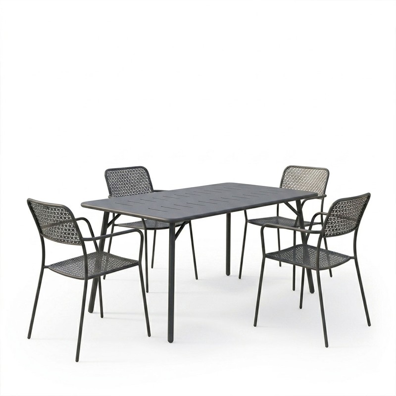 Τραπεζαρία Moraja Federal pakoworld σετ 5τεμ μαύρο μέταλλο 140x80x72εκ