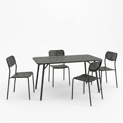 Τραπεζαρία Moraja Deraby Ι pakoworld σετ 5τεμ μαύρο μέταλλο 140x80x72εκ