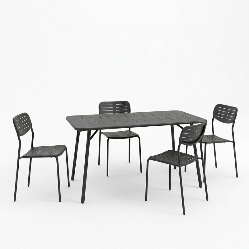 Τραπεζαρία Moraja Deraby Ι pakoworld σετ 5τεμ μαύρο μέταλλο 140x80x72εκ