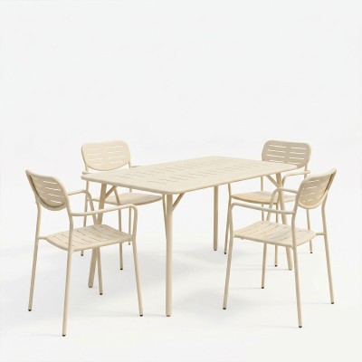 Τραπεζαρία Moraja Deraby pakoworld σετ 5τεμ κρεμ μέταλλο 140x80x72εκ