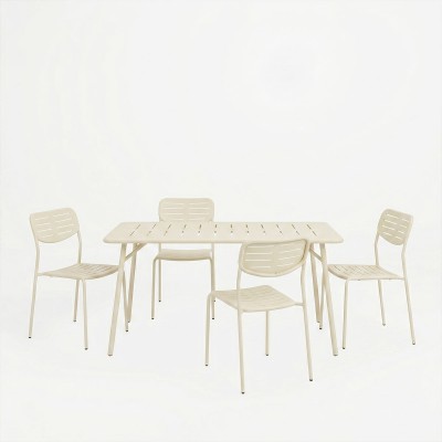 Τραπεζαρία Moraja Deraby Ι pakoworld σετ 5τεμ κρεμ μέταλλο 140x80x72εκ