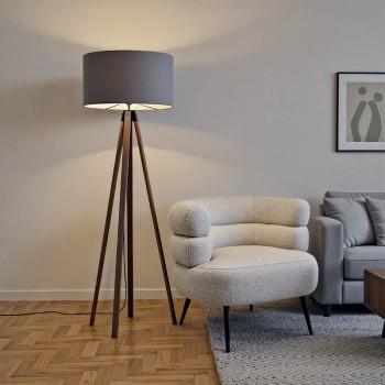 Φωτιστικό δαπέδου PWL-1059 pakoworld Ε27 καρυδί-γκρι Φ38x140εκ