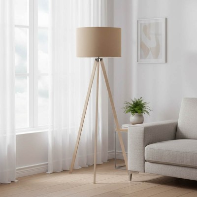 Φωτιστικό δαπέδου PWL-1060 pakoworld Ε27 φυσικό-μόκα Φ38x140εκ