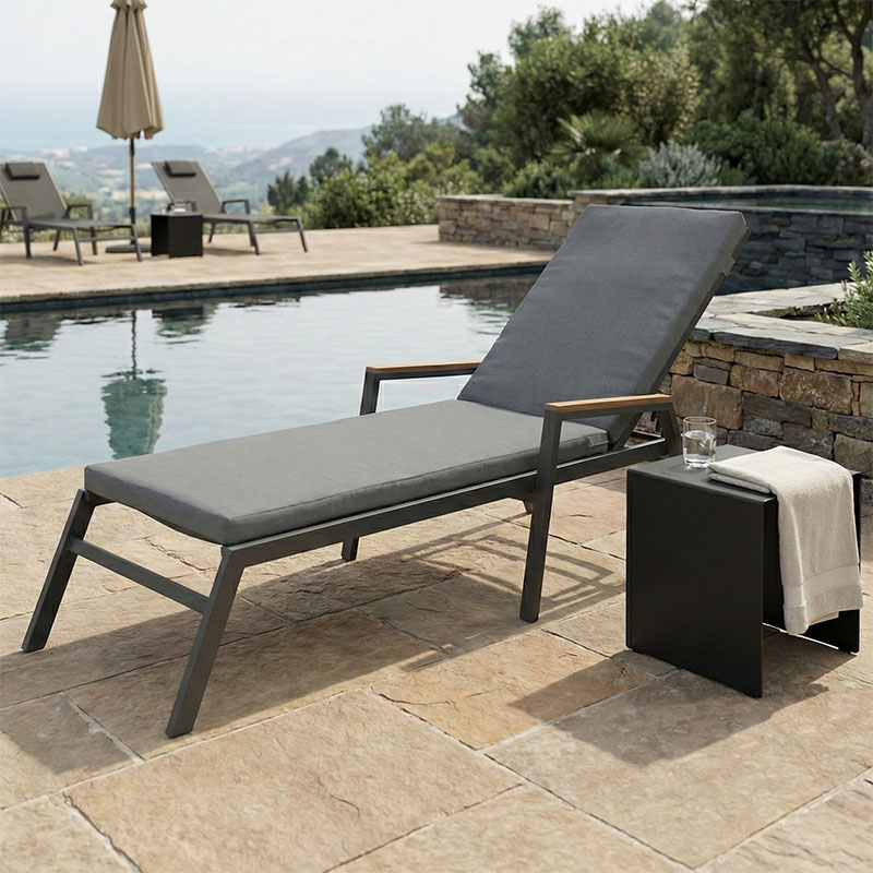 Μαξιλάρι ξαπλώστρας Sadie pakoworld ύφασμα σε γκρι απόχρωση 65x185x15εκ