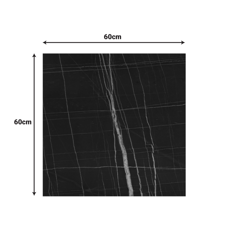 Επιφάνεια τραπεζιού Relian pakoworld HPL μαύρο όψη μαρμάρου 60x60εκ πάχους 12mm
