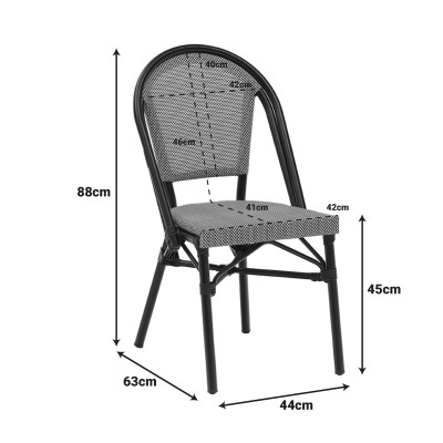 Καρέκλα Paris pakoworld αλουμίνιο μαύρο-textilene ασπρόμαυρο