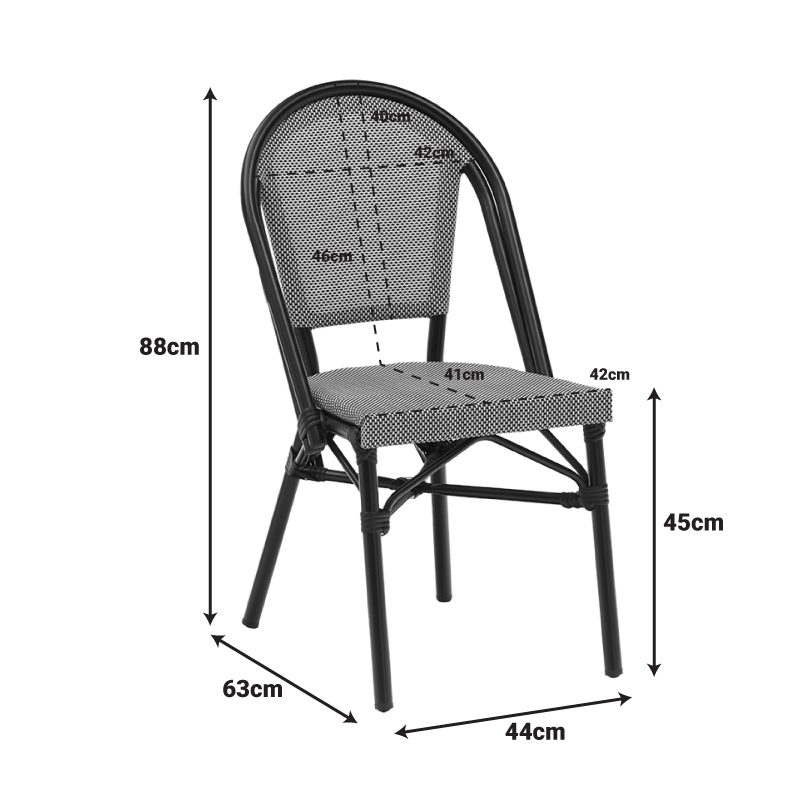 Καρέκλα Paris pakoworld αλουμίνιο μαύρο-textilene ασπρόμαυρο