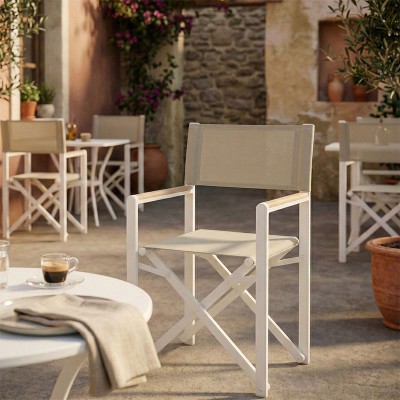 Πολυθρόνα σκηνοθέτη Mabu pakoworld λευκό αλουμίνιο 56x48x86εκ