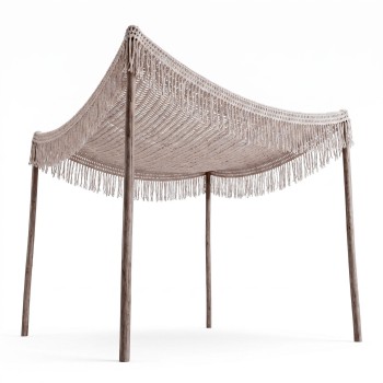 Δίχτυ σκίασης Shelto pakoworld μακραμέ poly-cotton σε μπεζ απόχρωση 200x200x27εκ