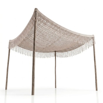 Δίχτυ σκίασης Shelto pakoworld μακραμέ poly-cotton σε μπεζ απόχρωση 400x400x27εκ