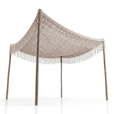 Δίχτυ σκίασης Shelto pakoworld μακραμέ poly-cotton σε μπεζ απόχρωση 400x400x27εκ