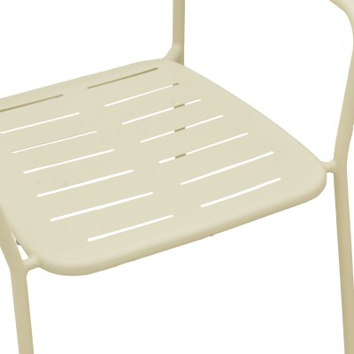 Πολυθρόνα Deraby pakoworld στοιβαζόμενη κρεμ μέταλλο 56x45.5x83εκ