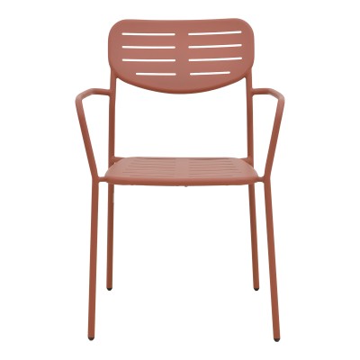 Πολυθρόνα Deraby pakoworld στοιβαζόμενη terracotta μέταλλο 56x45.5x83εκ