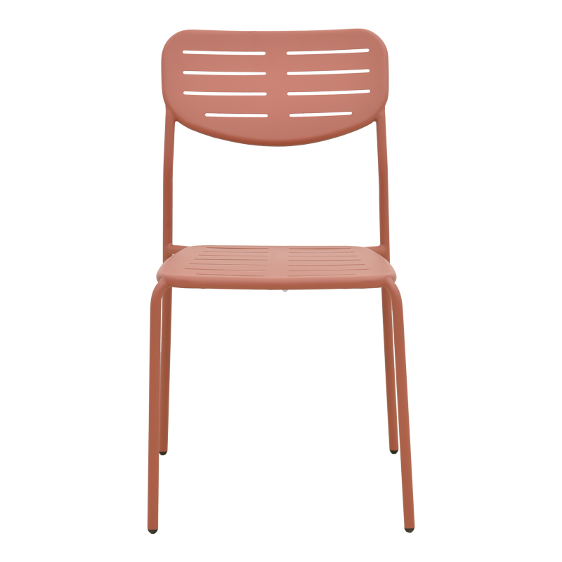 Καρέκλα Deraby pakoworld στοιβαζόμενη terracotta μέταλλο 52.5x45.5x83εκ