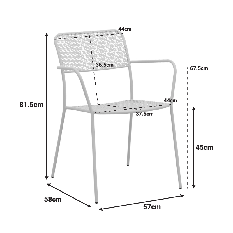Πολυθρόνα Federal pakoworld στοιβαζόμενη μαύρο μέταλλο 57x58x81.5εκ